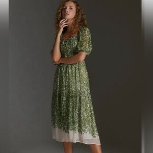 Anthropologie Square Necked Midi Dress XL